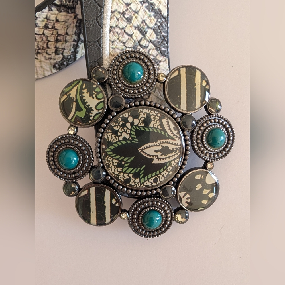 Desigual Women’s Statement Belt - Ornate Metal Buckle - Boho Chic